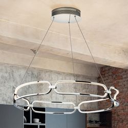 Candeeiro de tecto Led L em Metal Colette Prata, Ø80x10cm
