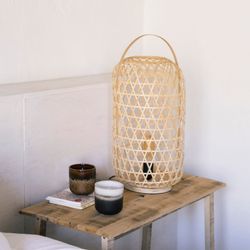 Pacote de 2 lâmpadas de bambu natural