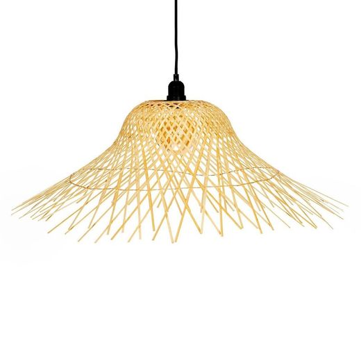 Lampada da soffitto a forma di cappello di bambù, 76x76x26cm