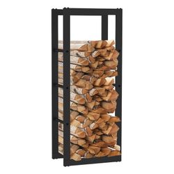 Ατσάλινο ράφι καυσόξυλων σε μαύρο χρώμα, 40 x 25 x 100 cm | Ράφι