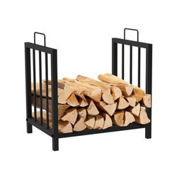 Portalegna in acciaio nero, 43 x 33 x 45 cm | Maniglia