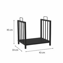Portalegna in acciaio nero, 43 x 33 x 45 cm | Maniglia