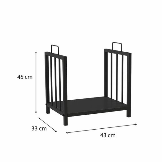Portalegna in acciaio nero, 43 x 33 x 45 cm | Maniglia