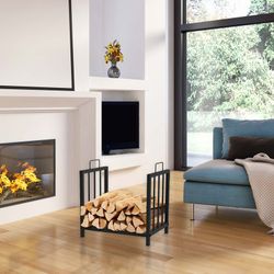 Portalegna in acciaio nero, 43 x 33 x 45 cm | Maniglia