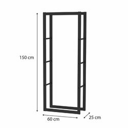 Portalegna in acciaio nero, 60 x 25 x 150 cm | Cremagliera
