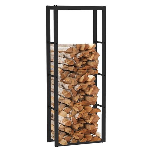 Portalegna in acciaio nero, 60 x 25 x 150 cm | Cremagliera