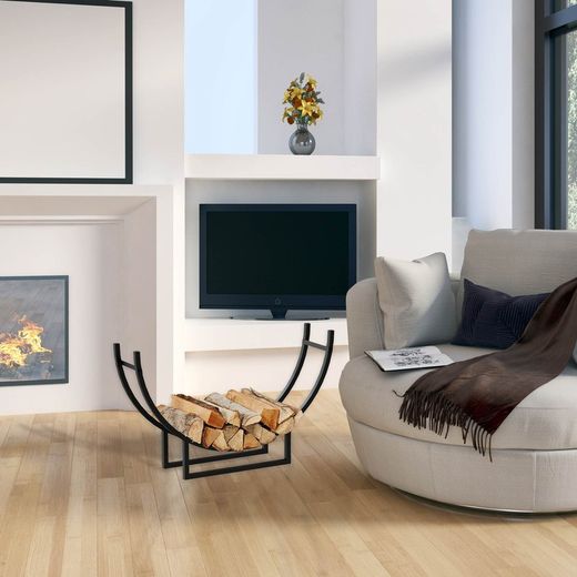 Portalegna in acciaio nero, 92 x 55 x 21 cm | Semicircolare