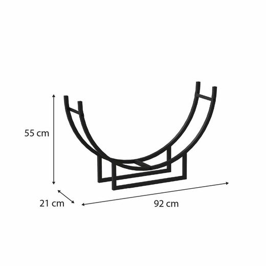 Portalegna in acciaio nero, 92 x 55 x 21 cm | Semicircolare