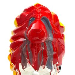 Multicolored polyresin lion, 105x39x71 cm