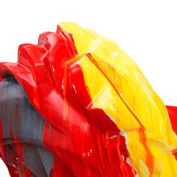 Multicolored polyresin lion, 105x39x71 cm