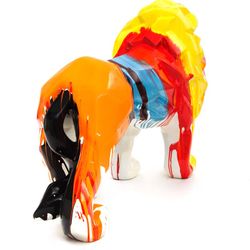Multicolored polyresin lion, 105x39x71 cm