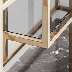 Bibliothèque Breisach en acier doré, 108 x 30 x 230 cm