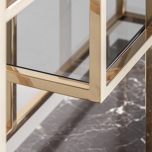 Bibliothèque Breisach en acier doré, 108 x 30 x 230 cm