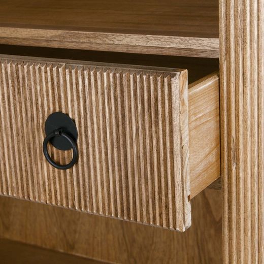 Wooden bookcase with 3 shelves and 2 drawers, 75x40x189 cm