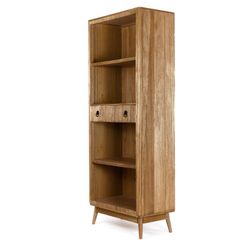 Estante de madeira com 3 prateleiras e 2 gavetas, 75x40x189 cm