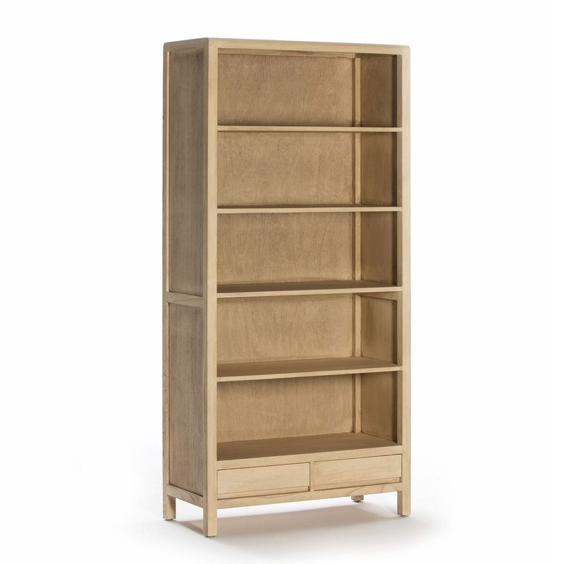 de madera en blanco velado con 5 estantes y 2 cajones, cm — Qechic