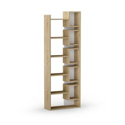 Libreria in legno di rovere e bianco, 60,4 x 22 x 168,5 cm | Eladi