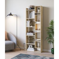 Libreria in legno di rovere e bianco, 60,4 x 22 x 168,5 cm | Eladi