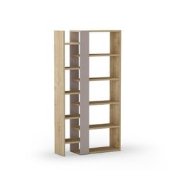 Ξύλινη βιβλιοθήκη σε δρυς και λευκό, 80 x 29,5 x 151 cm | Άξελ