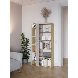 Ξύλινη βιβλιοθήκη σε δρυς και λευκό, 80 x 29,5 x 151 cm | Άξελ