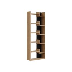 Libreria in legno di rovere e nero, 60,5 x 22 x 162,4 cm | klappo