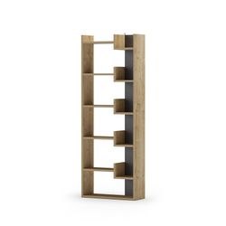 Libreria in legno di rovere e nero, 60,5 x 22 x 162,4 cm | klappo