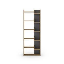 Libreria in legno di rovere e nero, 60,5 x 22 x 162,4 cm | klappo