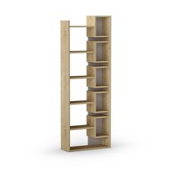 Bibliothèque en bois coloris chêne et moka, 60,4 x 22 x 168,5 cm | Éladi