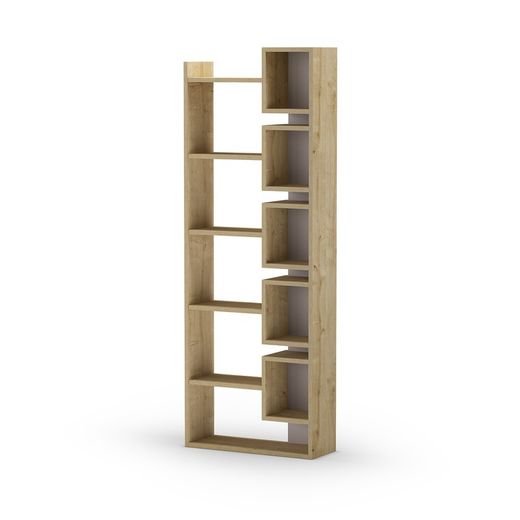Bibliothèque en bois coloris chêne et moka, 60,4 x 22 x 168,5 cm | Éladi