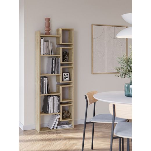 Bibliothèque en bois coloris chêne et moka, 60,4 x 22 x 168,5 cm | Éladi
