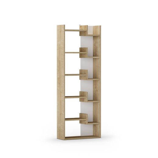 Bibliothèque en bois naturel et blanc, 60,5 x 22 x 162,4 cm | Claquement