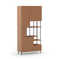 Terracotta wooden bookcase, 84 x 34 x 175 cm | Perla