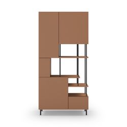 Terracotta wooden bookcase, 84 x 34 x 175 cm | Perla