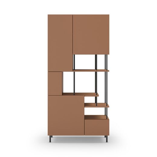 Terracotta wooden bookcase, 84 x 34 x 175 cm | Perla