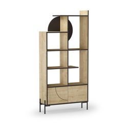 Estante de madeira e metal em carvalho e antracite, 88,5 x 30 x 180 cm | Dubai