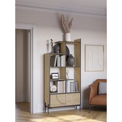 Estante de madeira e metal em carvalho e antracite, 88,5 x 30 x 180 cm | Dubai