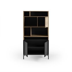 Wooden and metal bookcase in oak and black, 90 x 40 x 170 cm | Marion