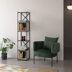 Bücherregal aus Holz und Metall in Schwarz und Creme, 36 x 39 x 179 cm | Anya