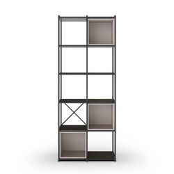 Wood and metal bookcase in black and cream, 70.5 x 39 x 179 cm | Anya