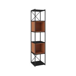 Wood and metal bookcase in black and terracotta, 36 x 39 x 179 cm | Anya