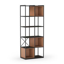 Bücherregal aus Holz und Metall in Schwarz und Terrakotta, 70,5 x 39 x 179 cm | Anya