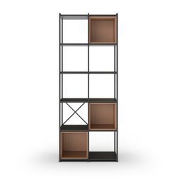 Bücherregal aus Holz und Metall in Schwarz und Terrakotta, 70,5 x 39 x 179 cm | Anya