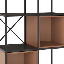 Bücherregal aus Holz und Metall in Schwarz und Terrakotta, 70,5 x 39 x 179 cm | Anya