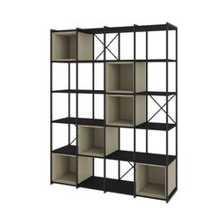 Bücherregal aus Holz und Metall in Schwarz und Grün, 139,5 x 39 x 179 cm | Anya