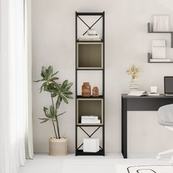 Black and green metal and wood bookcase, 36 x 39 x 179 cm | Anya