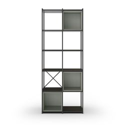 Black and green metal and wood bookcase, 70.5 x 39 x 179 cm | Anya
