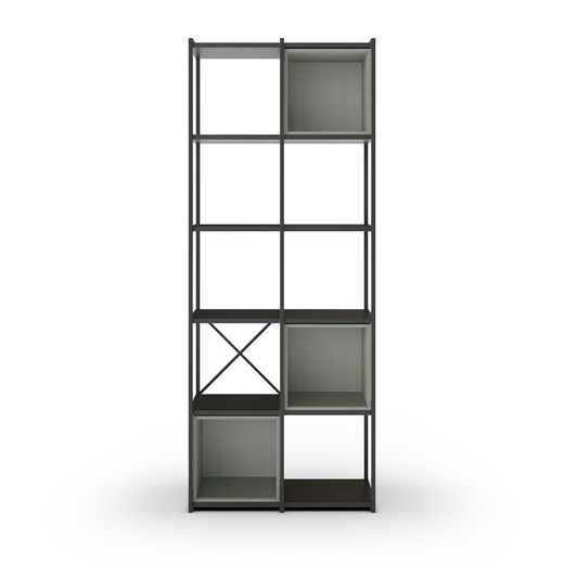 Black and green metal and wood bookcase, 70.5 x 39 x 179 cm | Anya