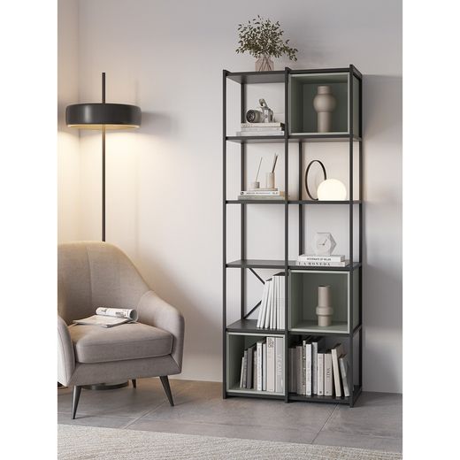 Black and green metal and wood bookcase, 70.5 x 39 x 179 cm | Anya