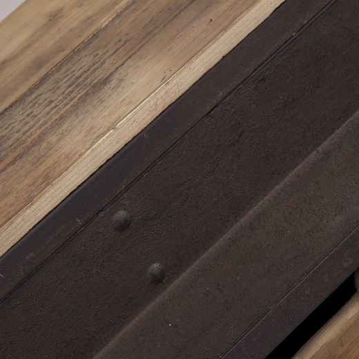 Black/Wood Ivalo Recycled Pine Bookcase, 160x45x245cm