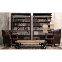 Black/Wood Ivalo Recycled Pine Bookcase, 160x45x245cm